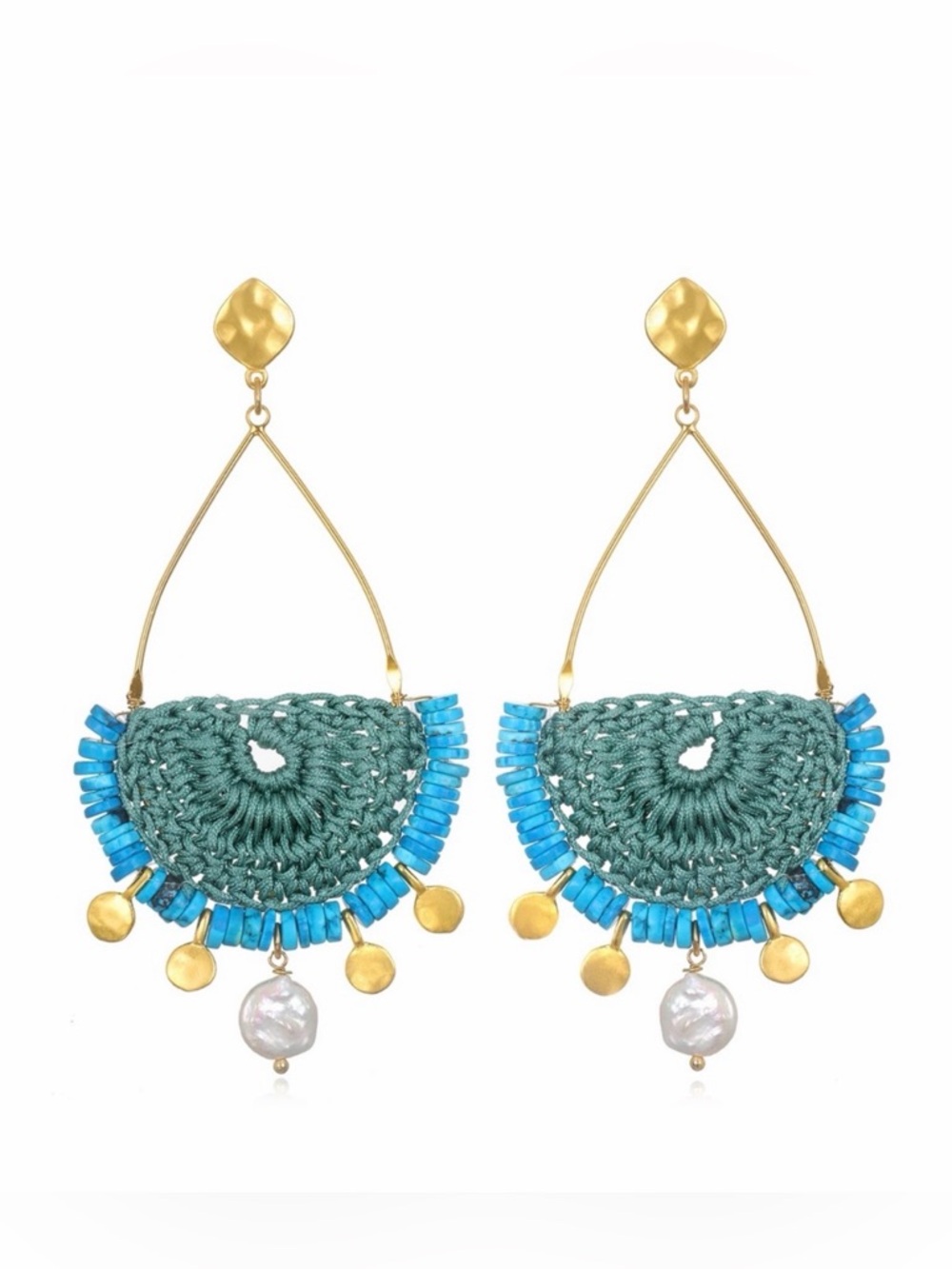 Sequin NYC RHODES Statement Earrings in Turquoise